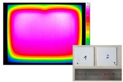 Termografia infrarossa di un radiatore a infrarossi con un'emissività ε di 0.96 (massimo = 1) – Fonte