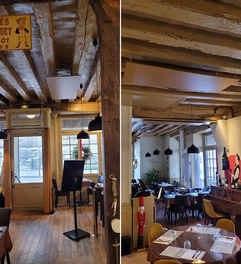 chauffage infrarouge rayonnant plafond dans un restaurant